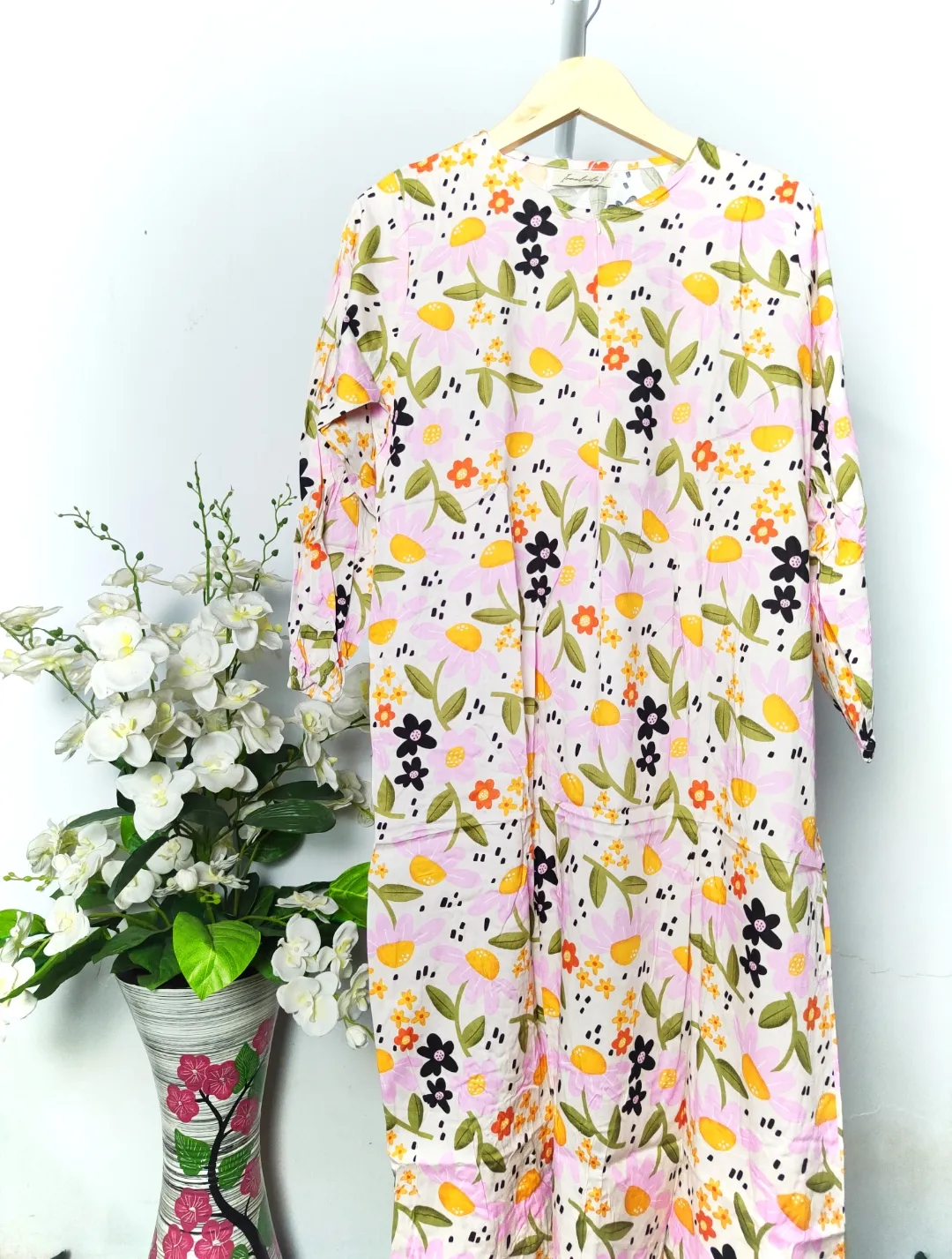 Midi Dress Lengan Panjang Motif E