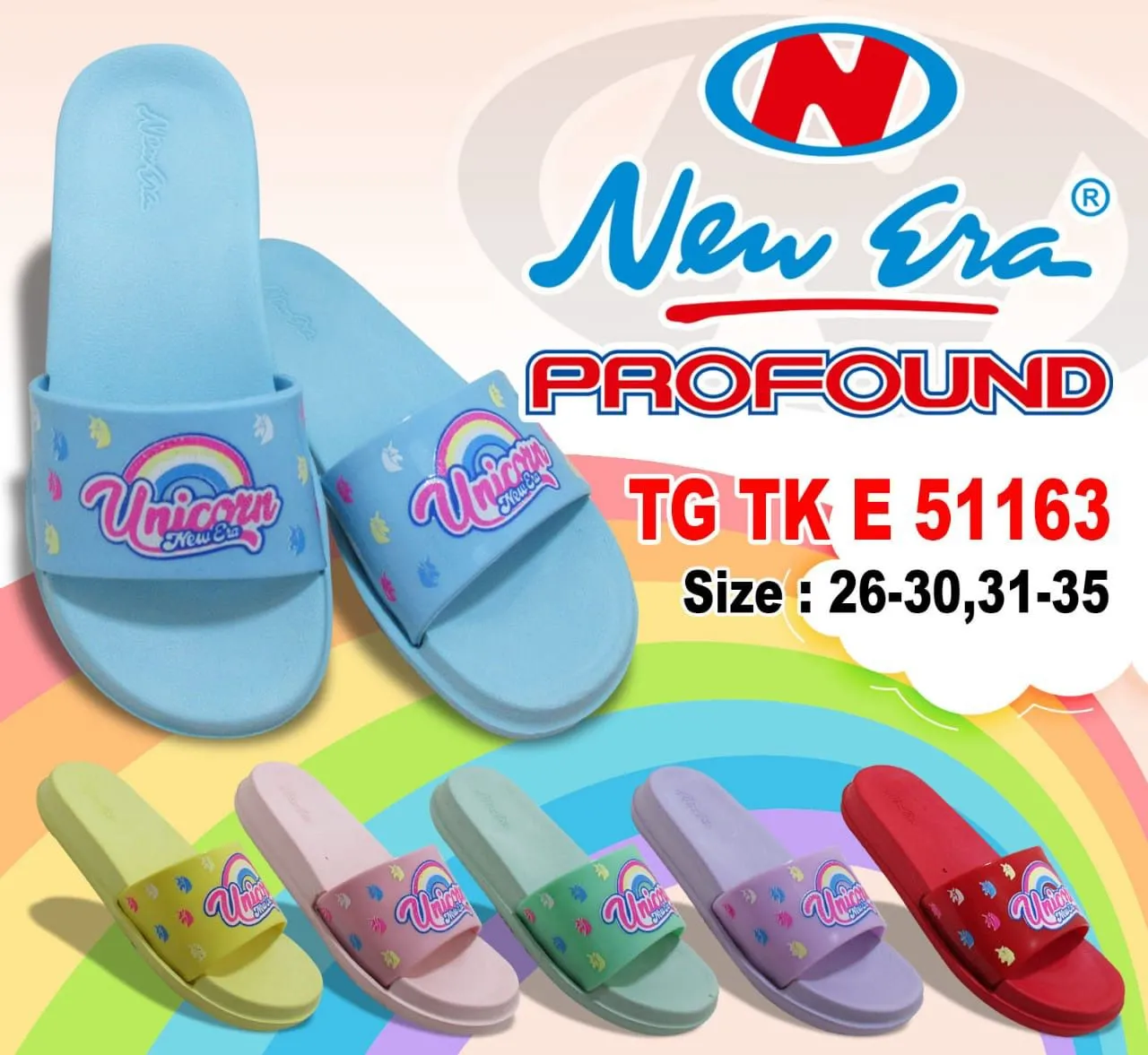 NEW ERA Sandal Slop Perempuan Motif Unicorn